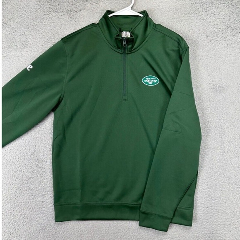 New York Jets Sweater Mens Medium Green Football Pullover Sweatshirt Clique NEW